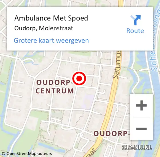 Locatie op kaart van de 112 melding: Ambulance Met Spoed Naar Oudorp, Molenstraat op 8 januari 2016 07:34