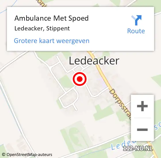 Locatie op kaart van de 112 melding: Ambulance Met Spoed Naar Ledeacker, Stippent op 8 januari 2016 09:22