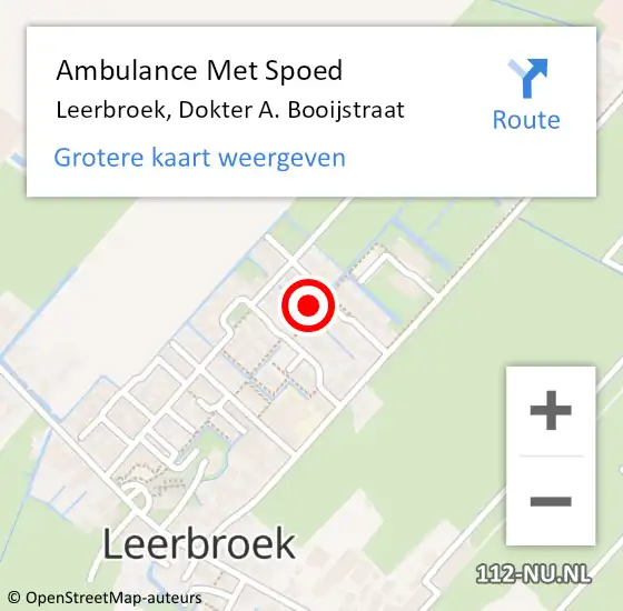 Locatie op kaart van de 112 melding: Ambulance Met Spoed Naar Leerbroek, Dokter A. Booijstraat op 8 januari 2016 10:19