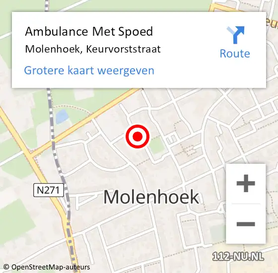 Locatie op kaart van de 112 melding: Ambulance Met Spoed Naar Molenhoek, Keurvorststraat op 8 januari 2016 10:43