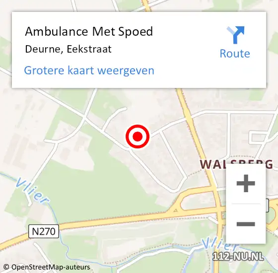 Locatie op kaart van de 112 melding: Ambulance Met Spoed Naar Deurne, Eekstraat op 8 januari 2016 11:23