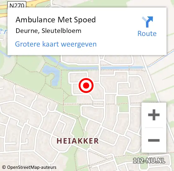 Locatie op kaart van de 112 melding: Ambulance Met Spoed Naar Deurne, Sleutelbloem op 8 januari 2016 11:24