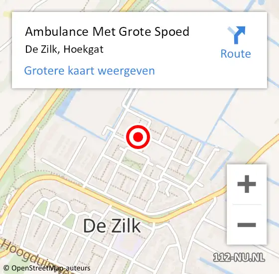 Locatie op kaart van de 112 melding: Ambulance Met Grote Spoed Naar De Zilk, Hoekgat op 8 januari 2016 11:33