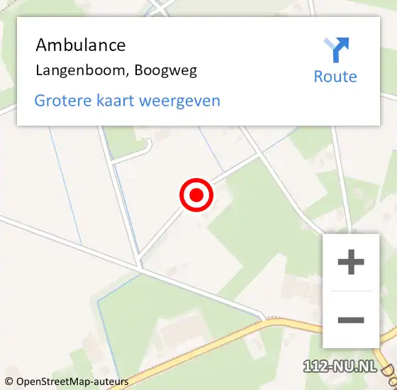 Locatie op kaart van de 112 melding: Ambulance Langenboom, Boogweg op 8 januari 2016 11:35