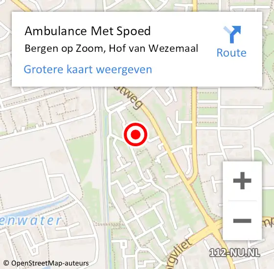 Locatie op kaart van de 112 melding: Ambulance Met Spoed Naar Bergen op Zoom, Hof van Wezemaal op 8 januari 2016 11:37