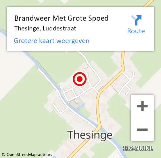 Locatie op kaart van de 112 melding: Brandweer Met Grote Spoed Naar Thesinge, Luddestraat op 8 januari 2016 11:54