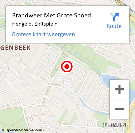 Locatie op kaart van de 112 melding: Brandweer Met Grote Spoed Naar Hengelo, Elritsplein op 8 januari 2016 12:00