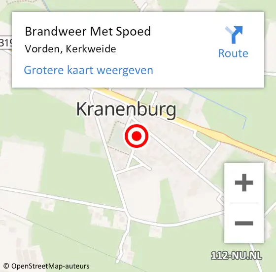 Locatie op kaart van de 112 melding: Brandweer Met Spoed Naar Vorden, Kerkweide op 8 januari 2016 13:02