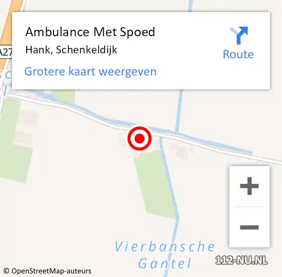 Locatie op kaart van de 112 melding: Ambulance Met Spoed Naar Hank, Schenkeldijk op 8 januari 2016 13:12