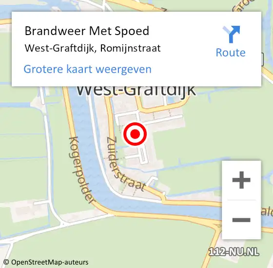 Locatie op kaart van de 112 melding: Brandweer Met Spoed Naar West-Graftdijk, Romijnstraat op 2 december 2013 17:01