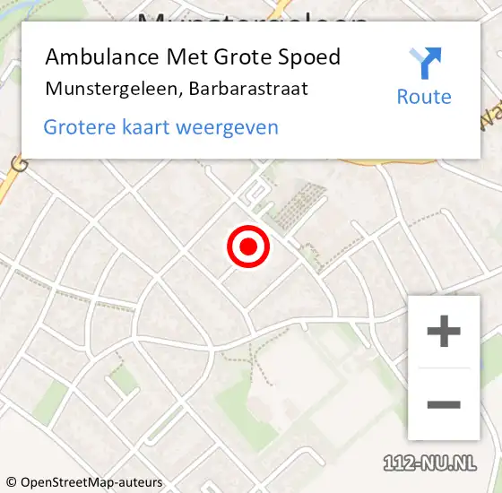 Locatie op kaart van de 112 melding: Ambulance Met Grote Spoed Naar Munstergeleen, Barbarastraat op 2 december 2013 17:03