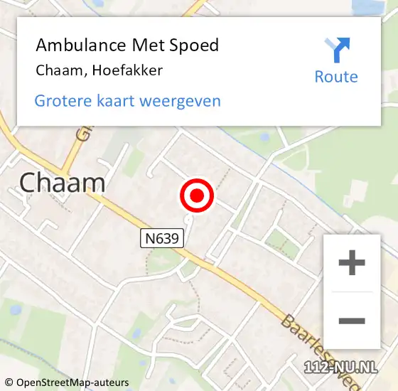 Locatie op kaart van de 112 melding: Ambulance Met Spoed Naar Chaam, Hoefakker op 8 januari 2016 13:56