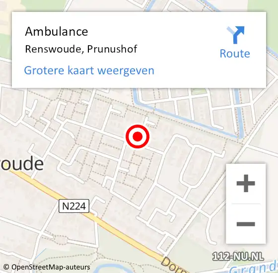 Locatie op kaart van de 112 melding: Ambulance Renswoude, Prunushof op 8 januari 2016 14:16