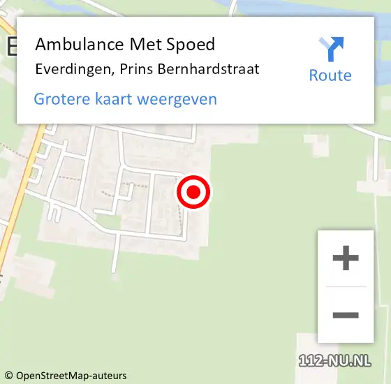 Locatie op kaart van de 112 melding: Ambulance Met Spoed Naar Everdingen, Prins Bernhardstraat op 8 januari 2016 15:02