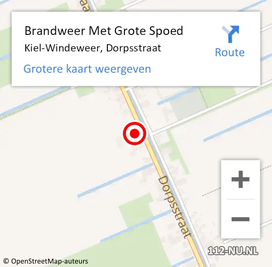 Locatie op kaart van de 112 melding: Brandweer Met Grote Spoed Naar Kiel-Windeweer, Dorpsstraat op 8 januari 2016 15:06