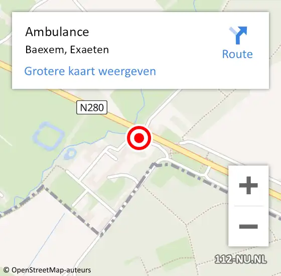 Locatie op kaart van de 112 melding: Ambulance Baexem, Exaeten op 8 januari 2016 15:08