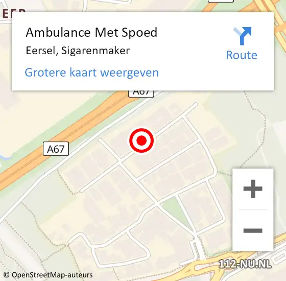 Locatie op kaart van de 112 melding: Ambulance Met Spoed Naar Eersel, Sigarenmaker op 8 januari 2016 15:24