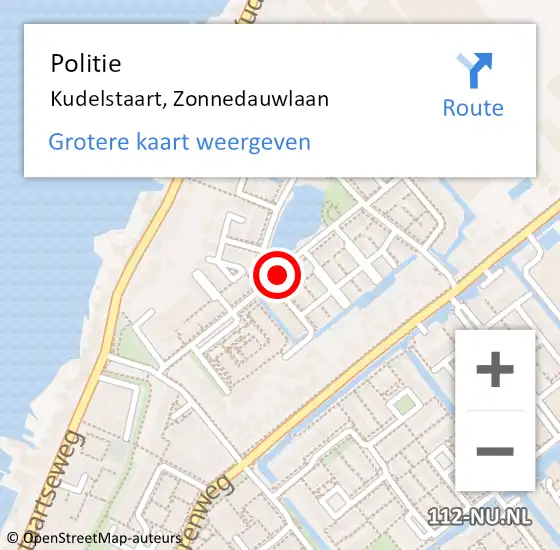 Locatie op kaart van de 112 melding: Politie Kudelstaart, Zonnedauwlaan op 8 januari 2016 16:37