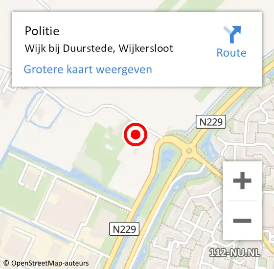 Locatie op kaart van de 112 melding: Politie Wijk bij Duurstede, Wijkersloot op 8 januari 2016 16:50