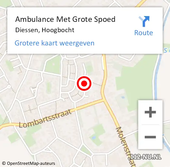 Locatie op kaart van de 112 melding: Ambulance Met Grote Spoed Naar Diessen, Hoogbocht op 8 januari 2016 17:28