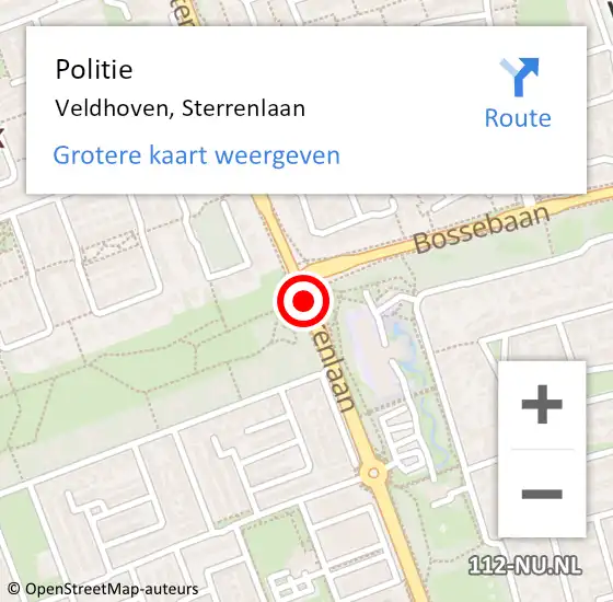 Locatie op kaart van de 112 melding: Politie Veldhoven, Sterrenlaan op 8 januari 2016 17:49