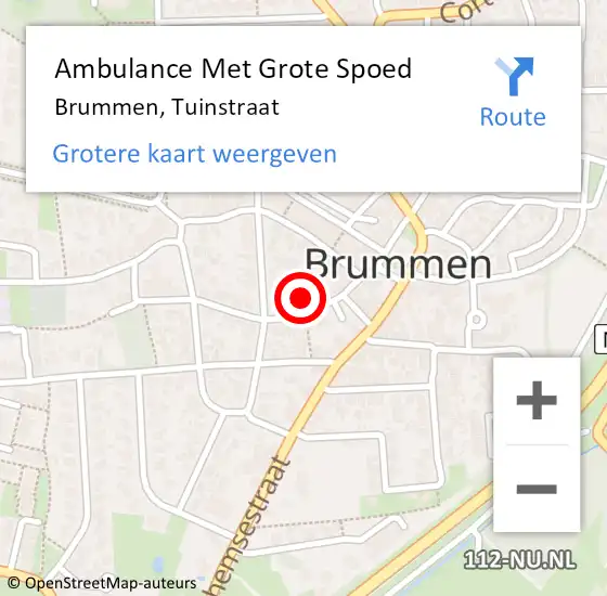 Locatie op kaart van de 112 melding: Ambulance Met Grote Spoed Naar Brummen, Tuinstraat op 8 januari 2016 18:20