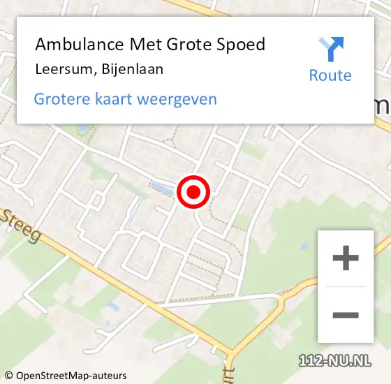 Locatie op kaart van de 112 melding: Ambulance Met Grote Spoed Naar Leersum, Bijenlaan op 8 januari 2016 18:36