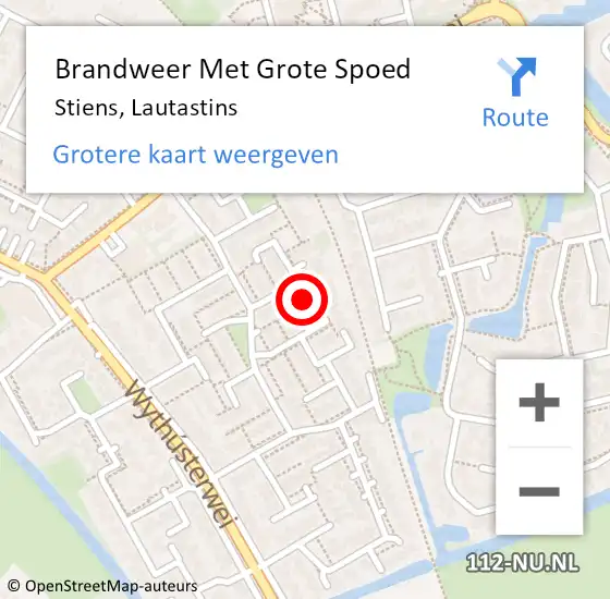 Locatie op kaart van de 112 melding: Brandweer Met Grote Spoed Naar Stiens, Lautastins op 8 januari 2016 19:00