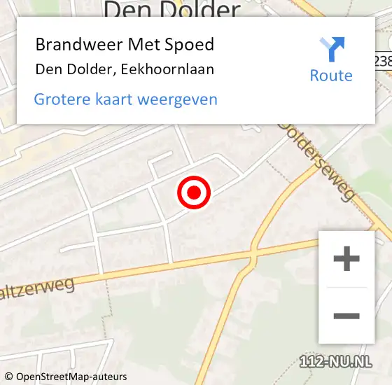 Locatie op kaart van de 112 melding: Brandweer Met Spoed Naar Den Dolder, Eekhoornlaan op 8 januari 2016 21:09