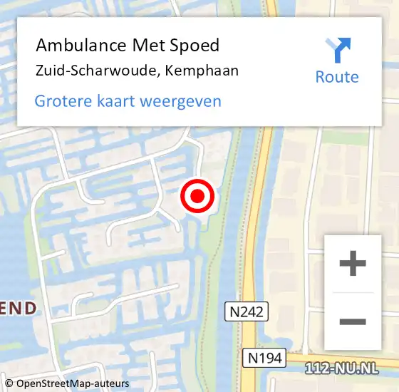 Locatie op kaart van de 112 melding: Ambulance Met Spoed Naar Zuid-Scharwoude, Kemphaan op 8 januari 2016 21:28