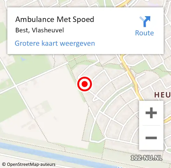 Locatie op kaart van de 112 melding: Ambulance Met Spoed Naar Best, Vlasheuvel op 8 januari 2016 21:28