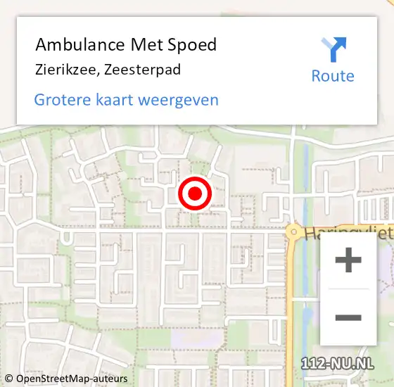 Locatie op kaart van de 112 melding: Ambulance Met Spoed Naar Zierikzee, Zeesterpad op 8 januari 2016 21:41