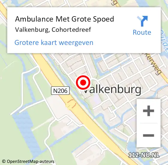 Locatie op kaart van de 112 melding: Ambulance Met Grote Spoed Naar Valkenburg, Cohortedreef op 8 januari 2016 22:37