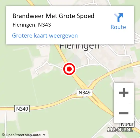 Locatie op kaart van de 112 melding: Brandweer Met Grote Spoed Naar Fleringen, N343 op 8 januari 2016 23:15
