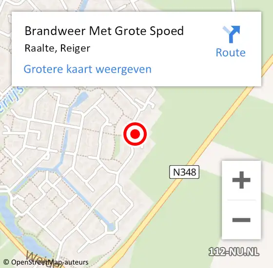 Locatie op kaart van de 112 melding: Brandweer Met Grote Spoed Naar Raalte, Reiger op 9 januari 2016 00:34