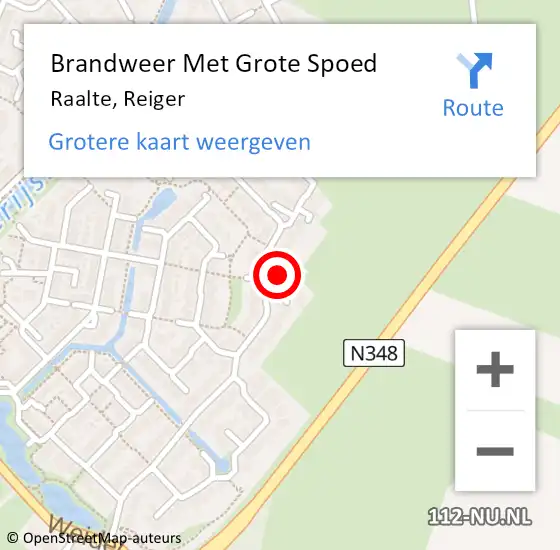 Locatie op kaart van de 112 melding: Brandweer Met Grote Spoed Naar Raalte, Reiger op 9 januari 2016 00:48