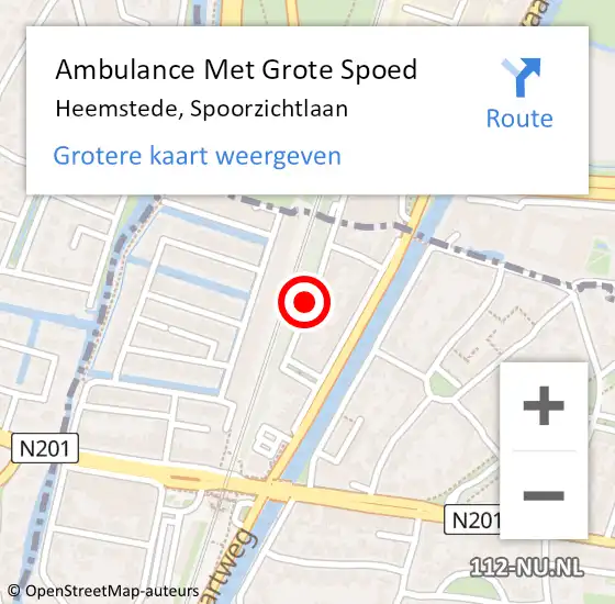 Locatie op kaart van de 112 melding: Ambulance Met Grote Spoed Naar Heemstede, Spoorzichtlaan op 9 januari 2016 01:15