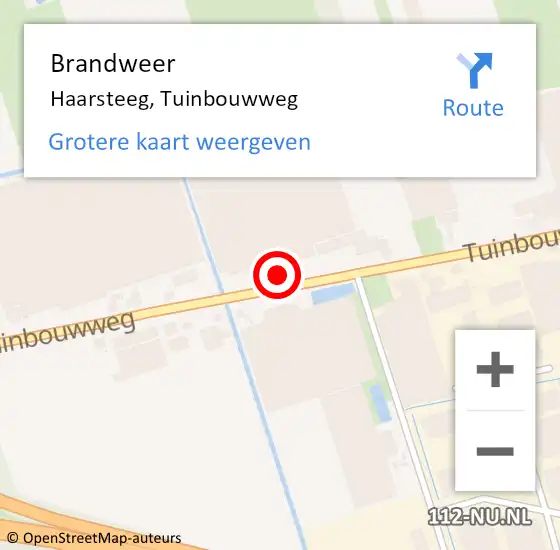 Locatie op kaart van de 112 melding: Brandweer Haarsteeg, Tuinbouwweg op 9 januari 2016 01:34