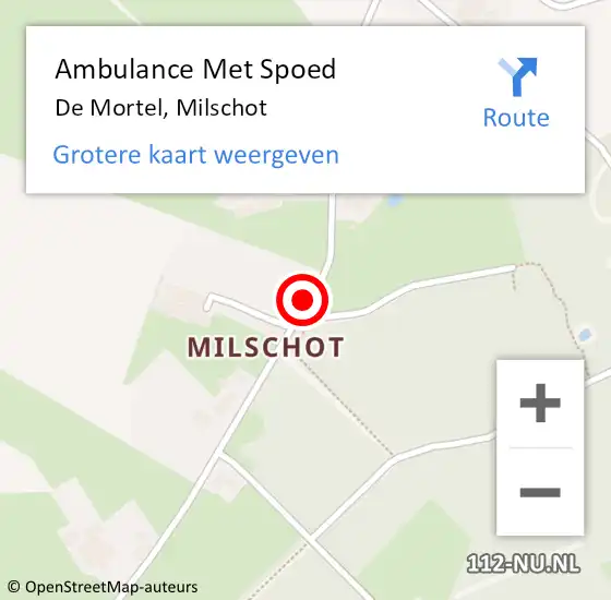 Locatie op kaart van de 112 melding: Ambulance Met Spoed Naar De Mortel, Milschot op 9 januari 2016 02:12