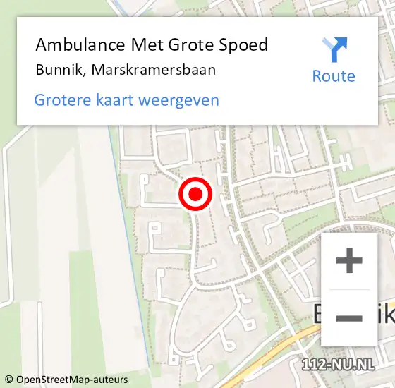 Locatie op kaart van de 112 melding: Ambulance Met Grote Spoed Naar Bunnik, Marskramersbaan op 9 januari 2016 02:32