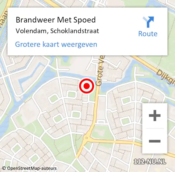 Locatie op kaart van de 112 melding: Brandweer Met Spoed Naar Volendam, Schoklandstraat op 9 januari 2016 06:01