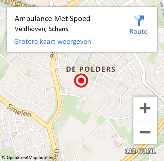 Locatie op kaart van de 112 melding: Ambulance Met Spoed Naar Veldhoven, Schans op 9 januari 2016 06:34