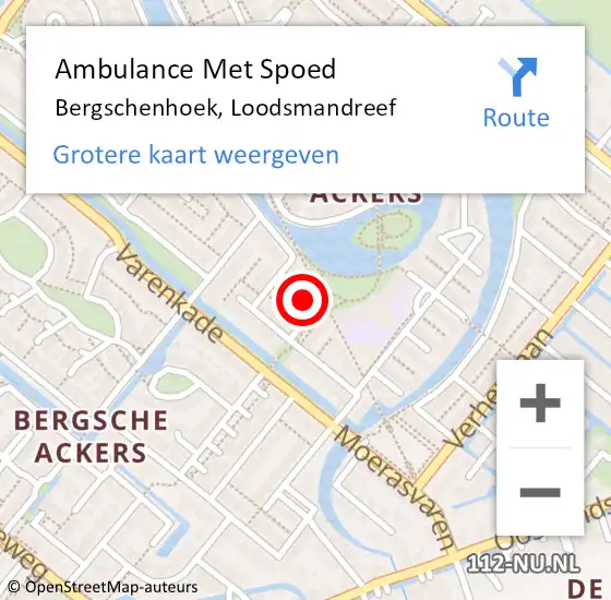 Locatie op kaart van de 112 melding: Ambulance Met Spoed Naar Bergschenhoek, Loodsmandreef op 9 januari 2016 08:19