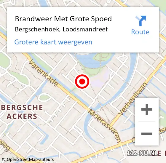 Locatie op kaart van de 112 melding: Brandweer Met Grote Spoed Naar Bergschenhoek, Loodsmandreef op 9 januari 2016 08:34