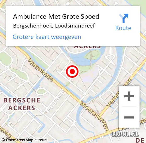 Locatie op kaart van de 112 melding: Ambulance Met Grote Spoed Naar Bergschenhoek, Loodsmandreef op 9 januari 2016 08:44