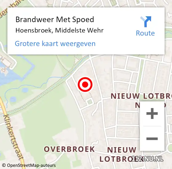 Locatie op kaart van de 112 melding: Brandweer Met Spoed Naar Hoensbroek, Middelste Wehr op 9 januari 2016 09:31