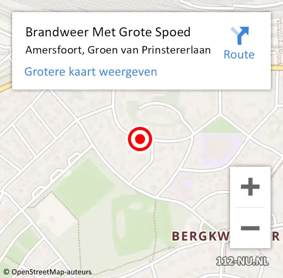 Locatie op kaart van de 112 melding: Brandweer Met Grote Spoed Naar Amersfoort, Groen Van Prinstererlaan op 9 januari 2016 10:53