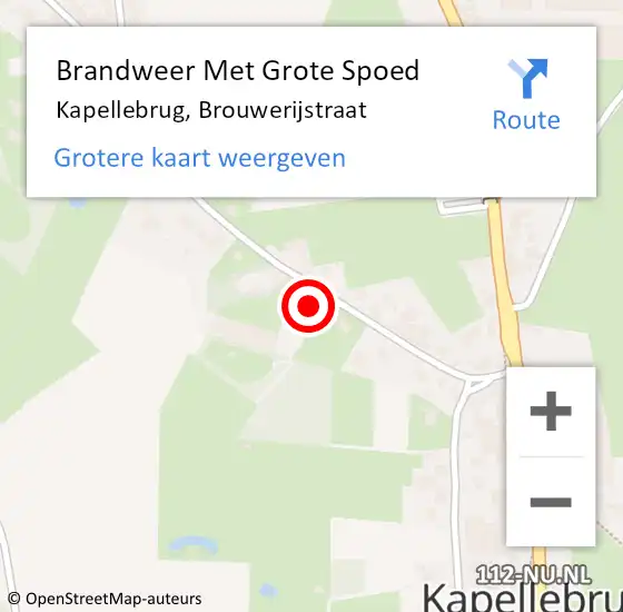 Locatie op kaart van de 112 melding: Brandweer Met Grote Spoed Naar Kapellebrug, Brouwerijstraat op 9 januari 2016 10:54