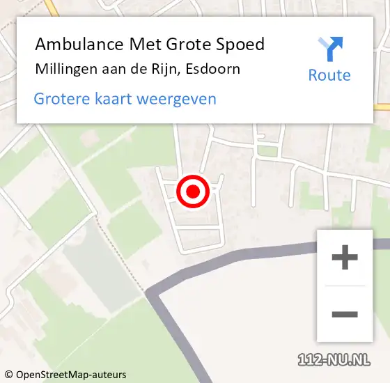Locatie op kaart van de 112 melding: Ambulance Met Grote Spoed Naar Millingen aan de Rijn, Esdoorn op 9 januari 2016 11:13