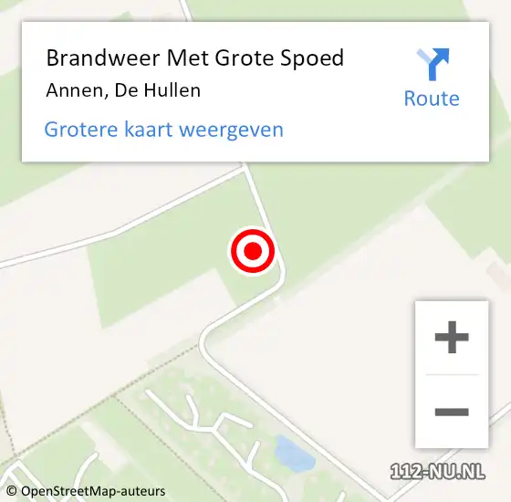 Locatie op kaart van de 112 melding: Brandweer Met Grote Spoed Naar Annen, De Hullen op 9 januari 2016 11:47